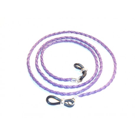 Cordón cuero trenzado  redondo violeta